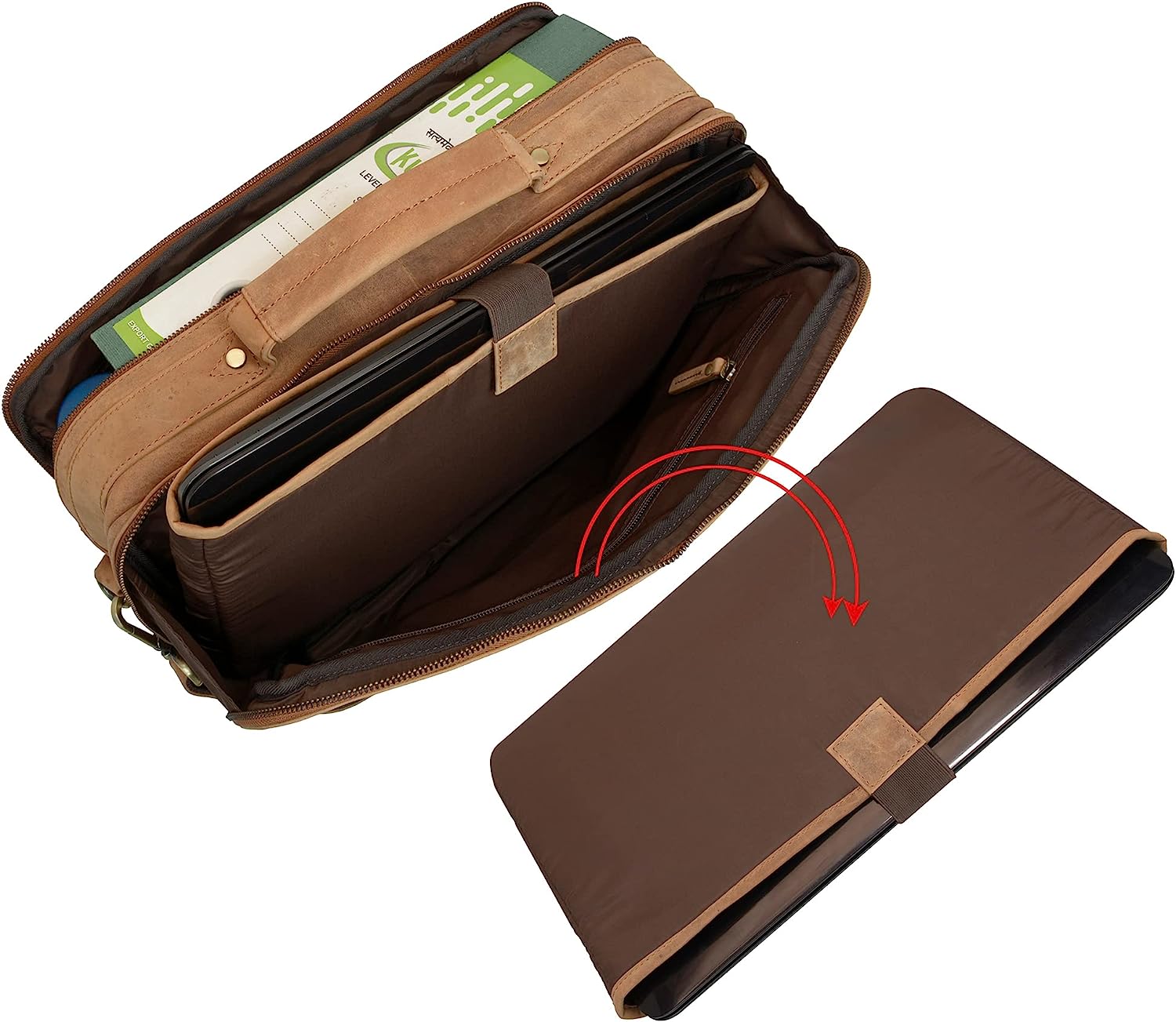 Marc Peter Auckland Real Leather Laptop Bag | Shoulder Bag for 15.6 inch Laptop | Briefcase for Notebook - Image 4